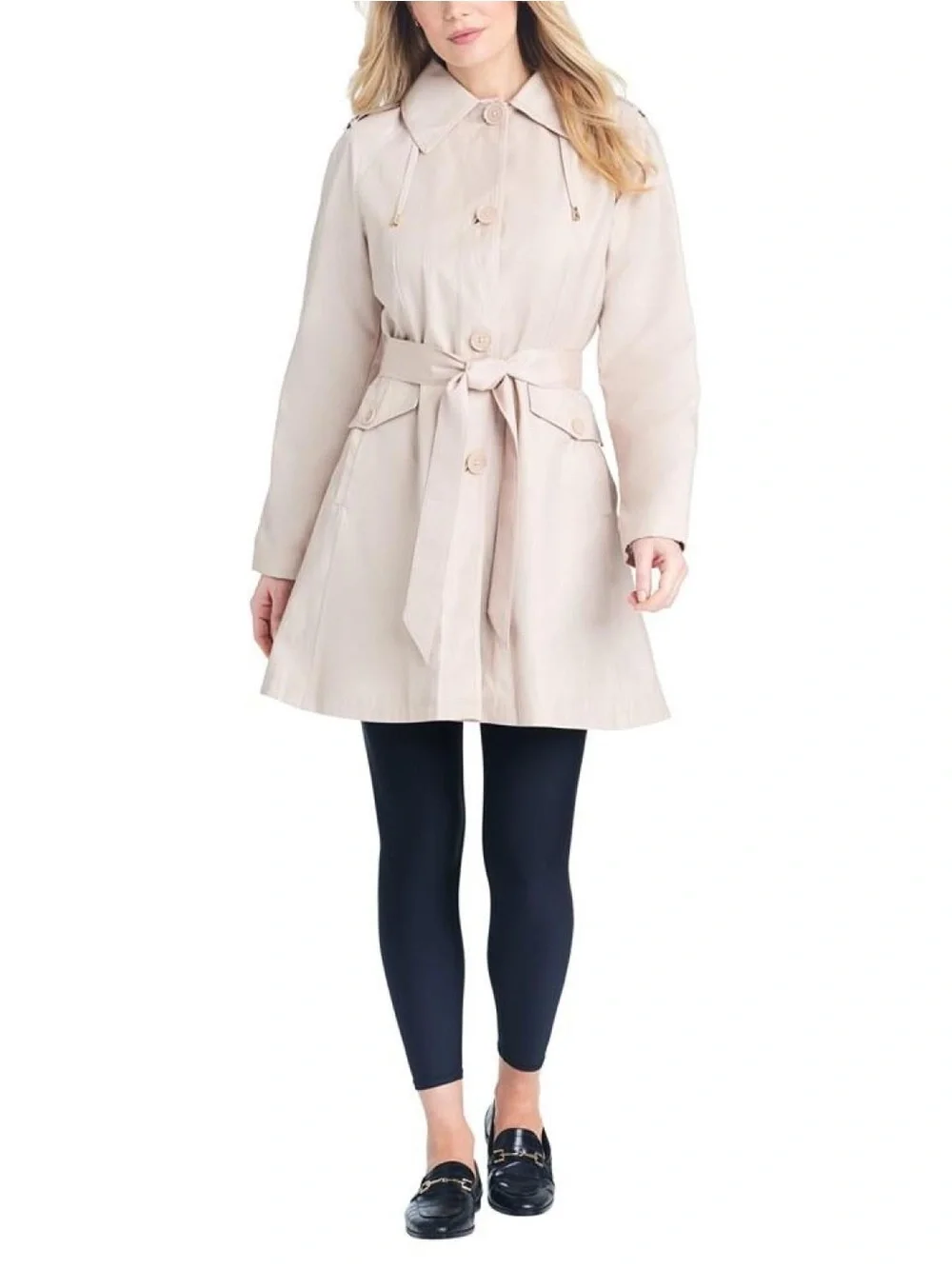 Kate Spade New York Trench Coat Tie-Waist with Detachable Hood